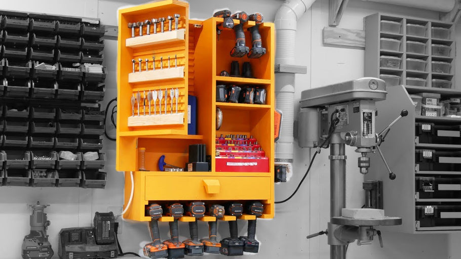 Drill Storage Cabinet, Charging, Bit Organizer 2.0 by DIYTyler (1 year ago)