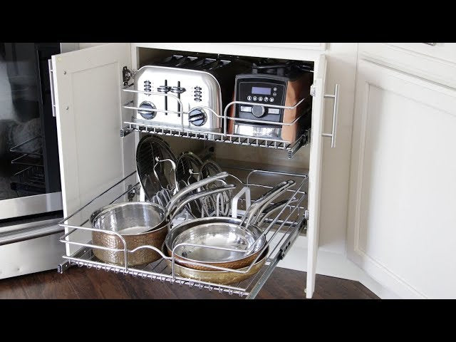 How to organize your pots and pans for some kitchen organization ideas! This organizational system is an easy DIY install and the perfect storage organizer to ...
