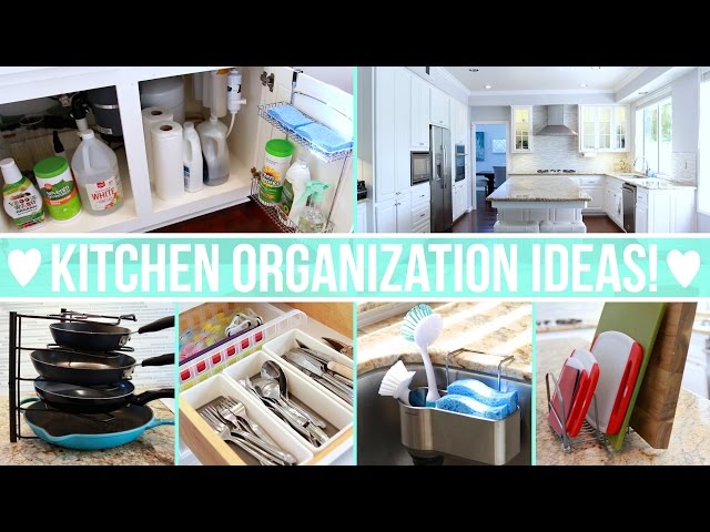 EASY ways to organize your kitchen including: kitchen storage, under the sink organization, kitchen tools and supplies organization, countertop organization, tea ...