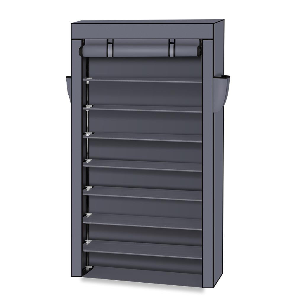 10 Tiers Shoe Rack with Dustproof Cover Closet Shoe Storage Cabinet Organizer Gray