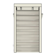 10 Tiers Shoe Rack with Dustproof Cover Closet Shoe Storage Cabinet Organizer Beige