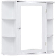 Allblessings Wall Mounted Bathroom Storage Mirrored White Cabinet Organizer Multipurpose