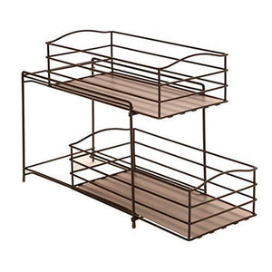 Discover seville classics 2 tier sliding basket drawer kitchen counter and cabinet organizer bronze
