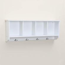 Load image into Gallery viewer, Best seller  love furniture floating shelf coat rack wall mounted cabinets hanging entryway shelf w 4 hooks storage cubbies organizer white