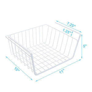 Discover homeideas 4 pack under shelf basket white wire rack slides under shelves storage basket for kitchen pantry cabinet