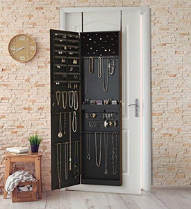 Shop for plaza astoria pa66bk wall mounted over the door super sized jewelry armoire storage cabinet with vanity full length dressing mirror black