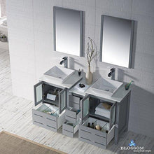 Load image into Gallery viewer, Top rated blossom sydney 60 inches double vessel sink bathroom vanity side cabinet vessel ceramic sink with mirror solid wood metal grey 001 60 15d 1616v