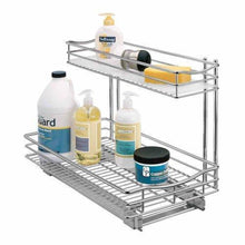Load image into Gallery viewer, Budget friendly lynk professional professional sink cabinet organizer with pull out out two tier sliding shelf 11 5w x 21d x 14h inch chrome