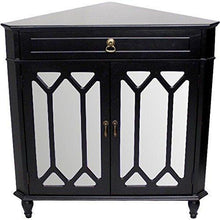 Load image into Gallery viewer, Buy now heather ann creations the dorset collection contemporary style wooden double door floor storage living room corner cabinet with hexagonal mirror inserts and 1 drawer black