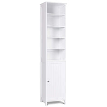 Load image into Gallery viewer, Heavy duty 72 tall cabinet waterjoy standing tall storage cabinet wooden white bathroom cupboard with door and 5 adjustable shelves elegant and space saving