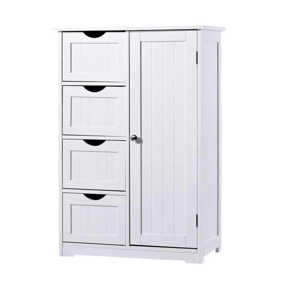 Select nice bathroom floor cabinet crazylynx free standing wooden storage cabinet organizer with 4 drawers and one cupboard 22 x 32 7 for home garden office off white
