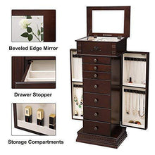 Load image into Gallery viewer, Results songmics large jewelry armoire cabinet standing storage chest neckalce organizer dark walnut ujjc14k