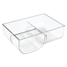 Load image into Gallery viewer, Try mdesign food storage container lid holder 3 compartment plastic organizer bin for organization in kitchen cabinets cupboards pantry shelves 2 pack clear
