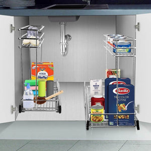 Kitchen secura pull out cabinet organizer professional kitchen and bathroom sink cabinet organizer with 2 tier sliding out shelves