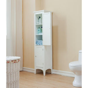 Save elegant home fashions simon 15 in w x 63 in h x 13 1 4 in d bathroom linen storage floor cabinet with 2 shutter doors in white