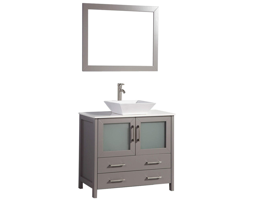 Amazon best vanity art 30 inch single sink bathroom vanity combo free mirror compact 2 door 2 drawer bathroom cabinet white ceramic top gray va3130