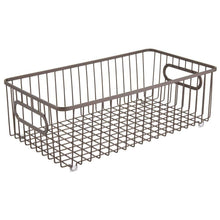 Load image into Gallery viewer, Best seller  mdesign metal farmhouse kitchen pantry food storage organizer basket bin wire grid design for cabinets cupboards shelves countertops holds potatoes onions fruit large 4 pack bronze