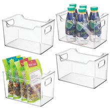 Load image into Gallery viewer, Save mdesign plastic kitchen pantry cabinet refrigerator or freezer food storage bins with handles organizer for fruit yogurt snacks pasta bpa free 10 long 4 pack clear