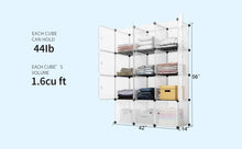 Load image into Gallery viewer, On amazon kousi portable storage cube cube organizer cube storage shelves cube shelf room organizer clothes storage cubby shelving bookshelf toy organizer cabinet transparent white 12 cubes