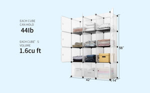 On amazon kousi portable storage cube cube organizer cube storage shelves cube shelf room organizer clothes storage cubby shelving bookshelf toy organizer cabinet transparent white 12 cubes