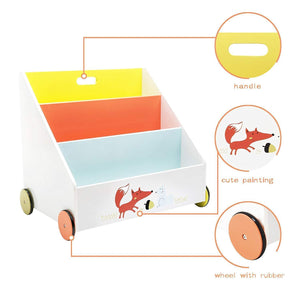 Amazon labebe kid bookshelf wood small book storage for 1 5 year old 3 shelf bookcase for bedroom book display case white for girl boy 3 tier mobile bookrack with wheels low square book cabinet fox