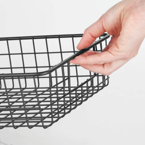 Latest mdesign household metal wire cabinet organizer storage organizer bins baskets trays for kitchen pantry pantry fridge closets garage laundry bathroom 16 x 9 x 3 4 pack matte black