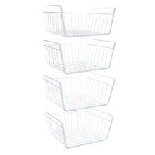 Load image into Gallery viewer, Cheap homeideas 4 pack under shelf basket white wire rack slides under shelves storage basket for kitchen pantry cabinet