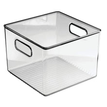 Load image into Gallery viewer, Results mdesign plastic food storage container bin with handles for kitchen pantry cabinet fridge freezer cube organizer for snacks produce vegetables pasta bpa free 8 pack clear