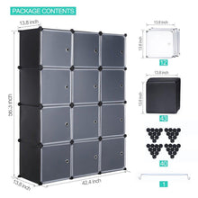 Load image into Gallery viewer, Get robolife 12 cubes organizer diy closet organizer shelving storage cabinet transparent door wardrobe for clothes shoes toys