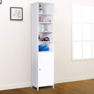 Kitchen 72 tall cabinet waterjoy standing tall storage cabinet wooden white bathroom cupboard with door and 5 adjustable shelves elegant and space saving