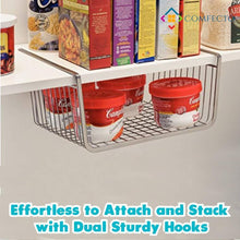 Load image into Gallery viewer, The best 4pcs 15 8 under shelf basket storage wire rack organizer for cabinet thickness max 1 2 inch extra storage space on kitchen counter pantry desk bookshelf cupboard anti rust stainless steel rack