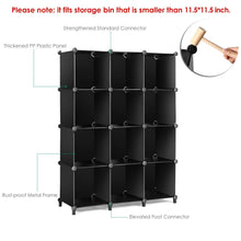 Load image into Gallery viewer, Discover the best tomcare cube storage 12 cube bookshelf closet organizer storage shelves shelf cubes organizer plastic book shelf bookcase diy square closet cabinet shelves for bedroom office living room black