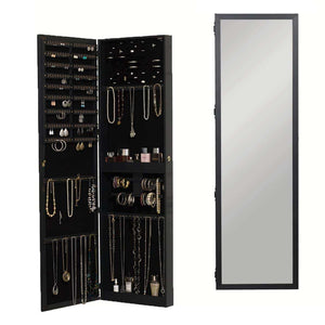Save on plaza astoria pa66bk wall mounted over the door super sized jewelry armoire storage cabinet with vanity full length dressing mirror black