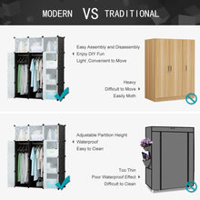 Load image into Gallery viewer, Shop for honey home modular plastic storage cube closet organizers portable diy wardrobes cabinet shelving with doors for bedroom office 16 cubes black white