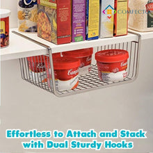 Load image into Gallery viewer, Exclusive 2pcs 15 8 inchunder cabinet storage shelf wire basket organizer for cabinet thickness max 1 2 inch extra storage space on kitchen counter pantry desk bookshelf cupboard anti rust stainless steel rack