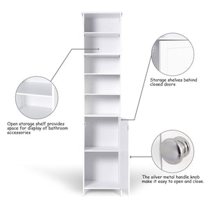 On amazon 72 tall cabinet waterjoy standing tall storage cabinet wooden white bathroom cupboard with door and 5 adjustable shelves elegant and space saving