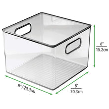 Load image into Gallery viewer, Organize with mdesign plastic food storage container bin with handles for kitchen pantry cabinet fridge freezer cube organizer for snacks produce vegetables pasta bpa free 8 pack clear