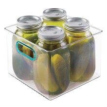 Load image into Gallery viewer, Buy mdesign plastic food storage container bin with handles for kitchen pantry cabinet fridge freezer cube organizer for snacks produce vegetables pasta bpa free food safe 8 pack clear blue