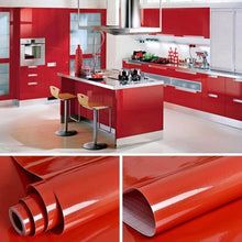 Load image into Gallery viewer, Save yenhome 24 x 393 glossy red self adhesive vinyl contact paper for cabinets covering kitchen table drawer and shelf liner removable self adhesive wallpaper for furniture wardrobe decor