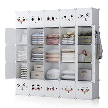 Load image into Gallery viewer, Save on george danis portable closet plastic dresser for kids teenagers modular wardrobe cube storage organizer book shelf toy cabinet white 14 inches depth 5x5 tiers