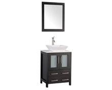 Load image into Gallery viewer, Try vanity art 24 inch modern bathroom vanity set cabinet single sink combo with ceramic top free mirror 2 door 2 drawer storage espresso va3124e