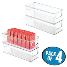 Load image into Gallery viewer, Products mdesign stackable plastic office storage organizer container with handles for cabinets drawers desks workspace bpa free for pens pencils highlighters tape 10 long 4 pack clear