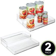 Load image into Gallery viewer, Get mdesign plastic kitchen canned food storage organizer shelves holder for cabinet countertop pantry holds beans sauces tomato paste vegetables soups 2 levels 12 w 2 pack clear