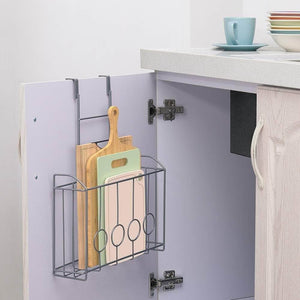 Great nex over the cabinet door organizer cabinet storage basket for cutting board aluminum foil cleaning supplies silver