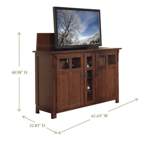 Get touchstone 70062 bungalow tv lift cabinet chestnut oak up to 60 inch tvs diagonal 55 in wide mission style motorized tv cabinet pop up tv cabinet with memory feature ir rf 12v trigger