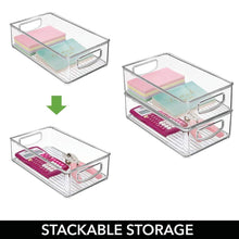 Load image into Gallery viewer, Select nice mdesign stackable plastic home office storage organizer container with handles for cabinets drawers desks workspace bpa free for pens pencils highlighters notebooks 6 wide 8 pack clear