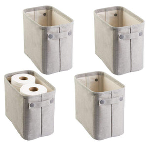 Buy now mdesign soft cotton fabric closet storage organizer bin basket storage organizer for bathroom coated interior attached handles use on vanity cabinet shelf countertop tall 4 pack light gray