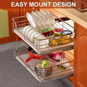 Results pull out wire sliding basket rack cabinet storage organizer drawer shelf under sink storage and rack for pots and pans easy mount design made of chromed stainless steel non toxic 350mm