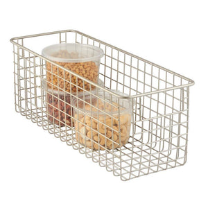 Online shopping mdesign farmhouse decor metal wire food storage organizer bin basket with handles for kitchen cabinets pantry bathroom laundry room closets garage 16 x 6 x 6 4 pack satin