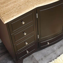 Load image into Gallery viewer, Purchase silkroad exclusive hyp 0703 t uwc 55 travertine top single white sink bathroom vanity with espresso cabinet 55 dark wood